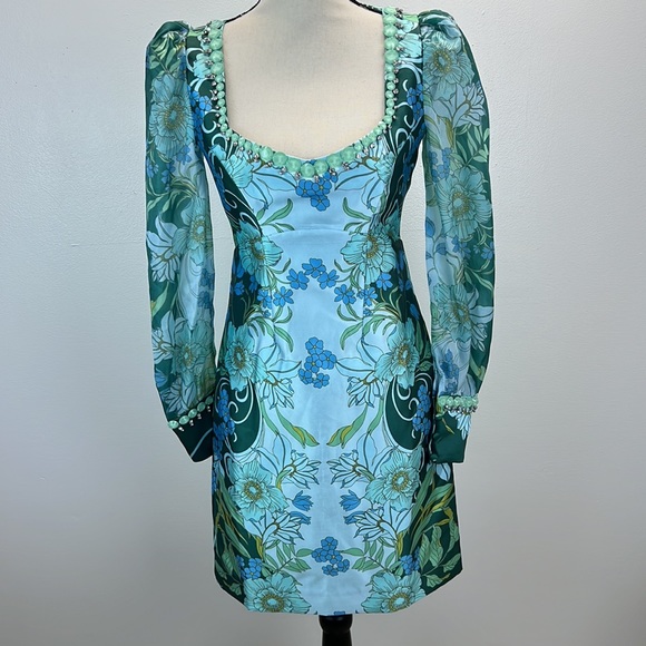 ⭐️Boston Proper Organza Puff-Sleeve Embellished Shift Dress size 0 NWT - Picture 5 of 10